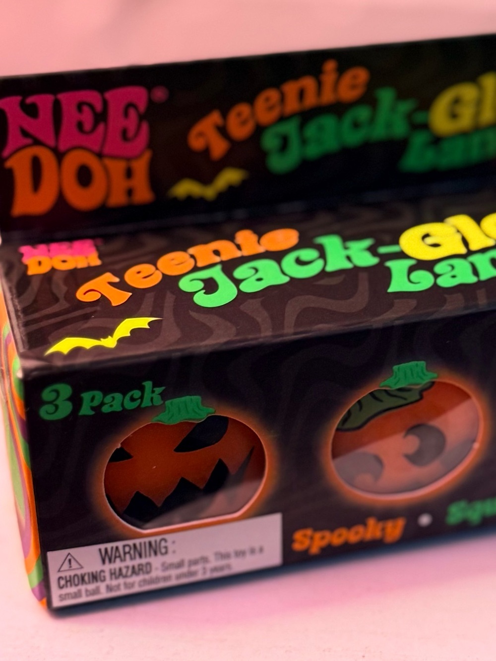 NeeDoh Teenie Jack Glow Lanterns 3 Pack Halloween Squishy NEW - Picture 4 of 6
